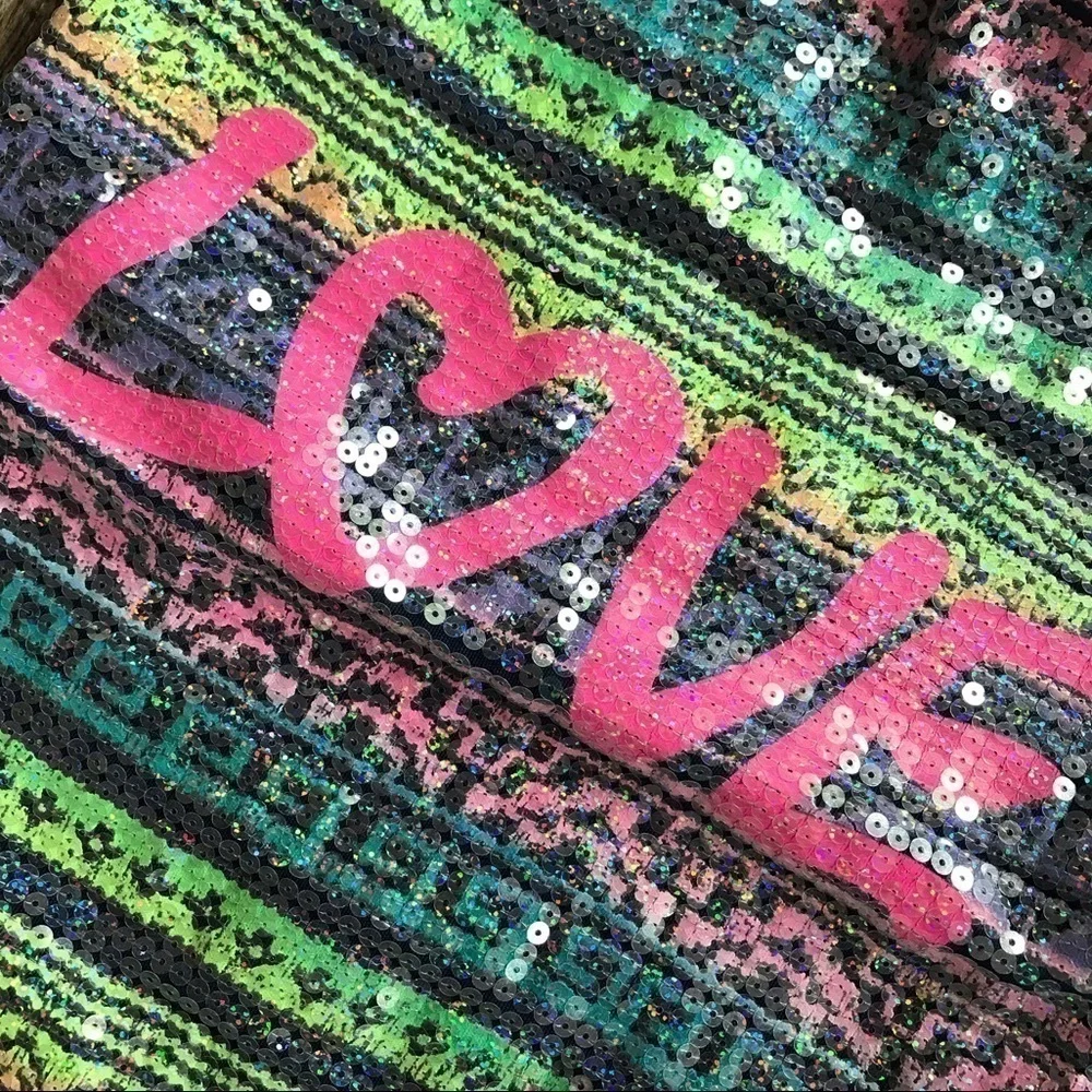 Love multi color sequined backpack knapsack bag